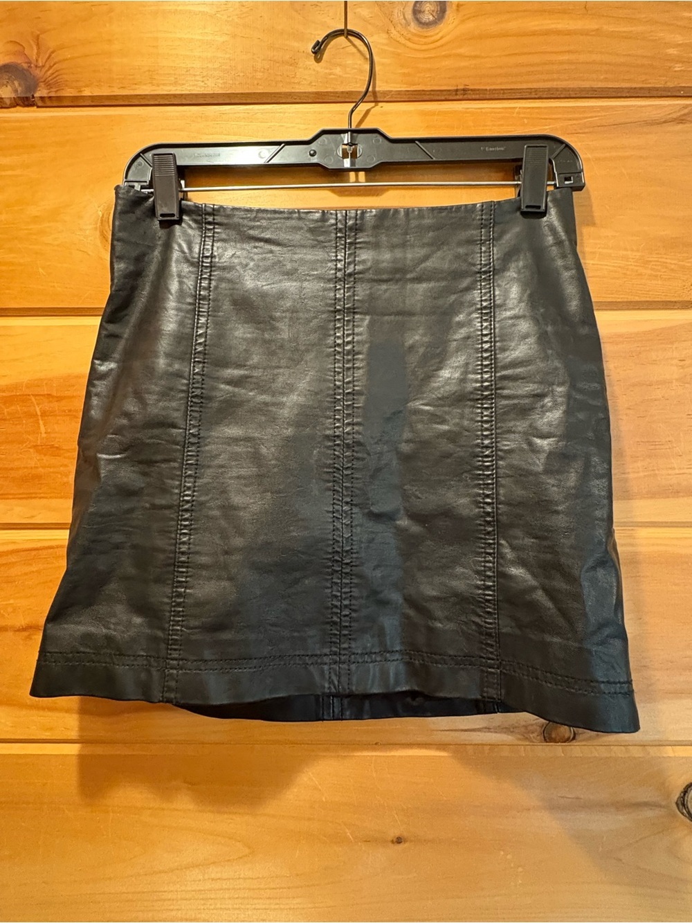 Free People Black Faux Leather Mini Skirt size 0